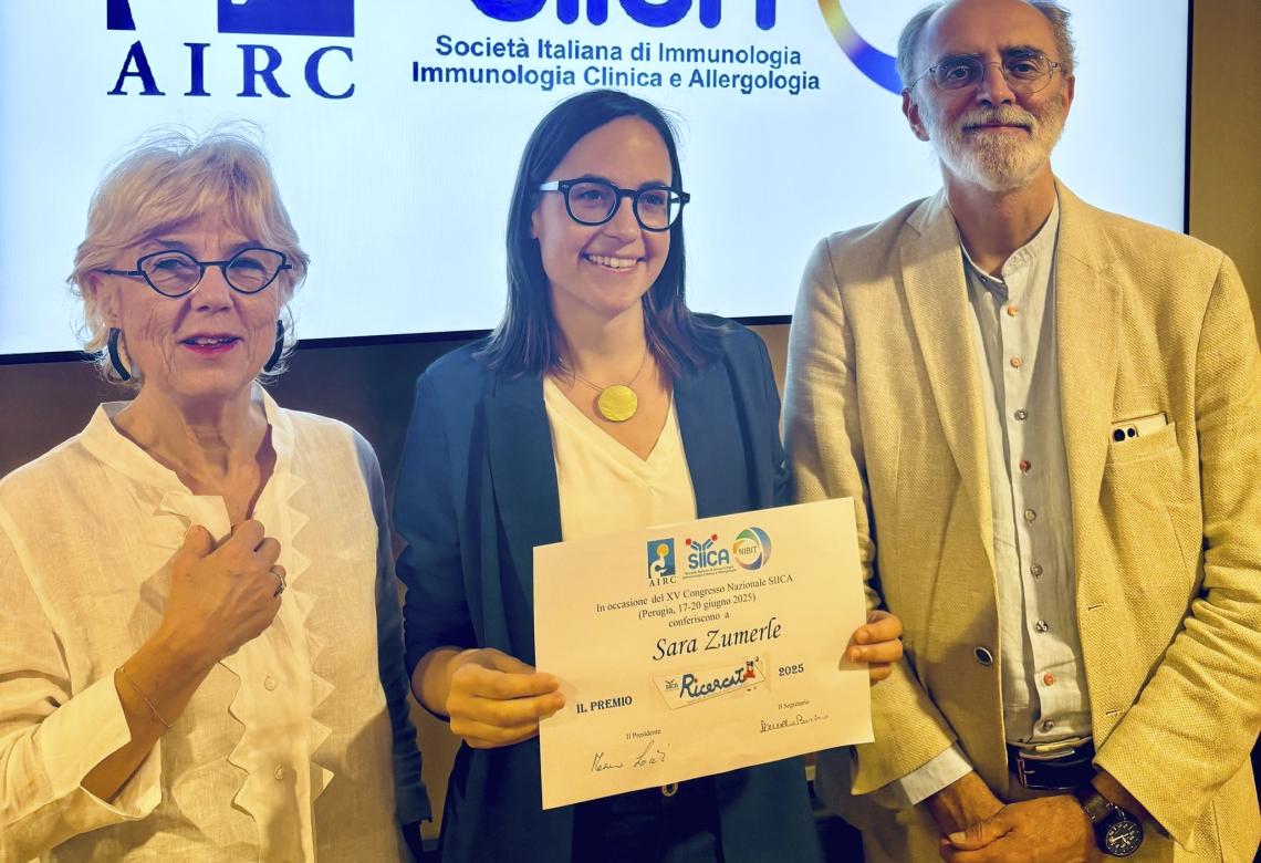 La vincitrice dell'edizione 2025 del Premio Ricercata, Sara Zumerle, ricercatrice all'Istituto Oncologico Veneto di Padova, 