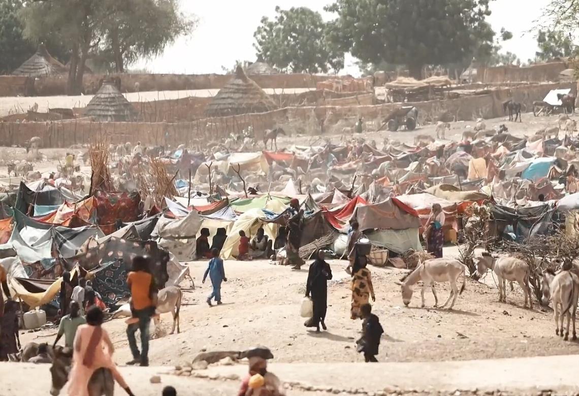 Screengrab of refugee camp from Number of Refugees Who Fled Sudan for Chad Double in Week
